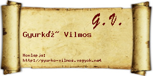 Gyurkó Vilmos névjegykártya